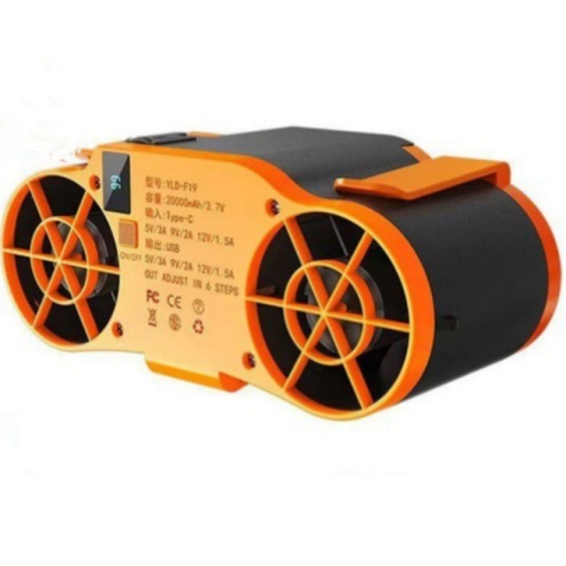 Портативный поясной вентилятор с аккумулятором 20000 мАч, 6 уровней регулировки скорости и функцией Power Bank